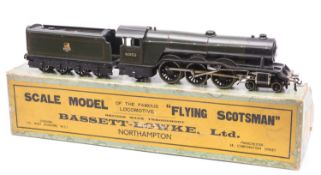 A restored Bassett Lowke O Gauge clockwork Class A3 4-6-2 locomotive, Flying Scotsman 60103, in