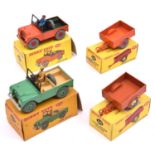 4 Dinky Toys. A Land Rover (340), a late example in orange with dark green interior, orange