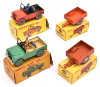 4 Dinky Toys. A Land Rover (340), a late example in orange with dark green interior, orange