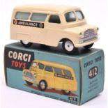 Corgi Toys Bedford 'Utilecon' Ambulance (412). Early split screen example in cream with '