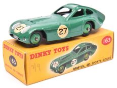 Dinky Toys Bristol 450 Sports Coupe (163). In dark green with mid green wheels and black tyres,