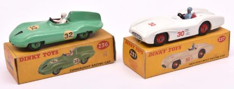 2 Dinky Toys Racing Cars. Connaught Racing Car (236). In green with red cockpit, darker green wheels