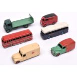 6 Dinky Toys. Morris Royal Mail Van, BOAC Coach. Austin A40 van, Shell/BP. Daimler Ambulance,