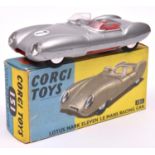 Corgi Toys Lotus Mark Eleven Le Mans Racing Car (151). A scarce example in satin silver with red