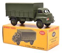 Dinky Toys Bedford 3-Ton Army Wagon (621). In olive green. Boxed. Vehicle Mint £40-60