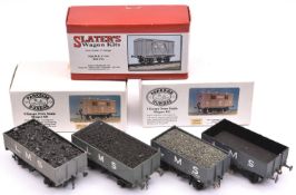 7x O Gauge finescale kit built LMS freight wagons. 2x Parkside Dundas Meat Wagons. A Slater's Box