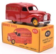Dinky Toys Austin Van 'NESTLE' (471). In red livery with yellow wheels and black tyres. Boxed.