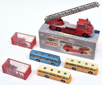 6 Dinky Toys. Bedford Turntable Fire Escape (956). With windows. In red with silver painted