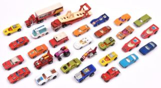 30 loose Matchbox Superfast etc including Kenworth Car Transporter, Kenworth Redcap Articulated