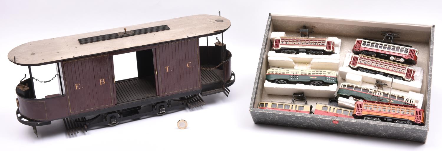 A 3.25 inch gauge EBTC 0-4-0 tram. A well constructed tramcar modelled primarily in wood with a