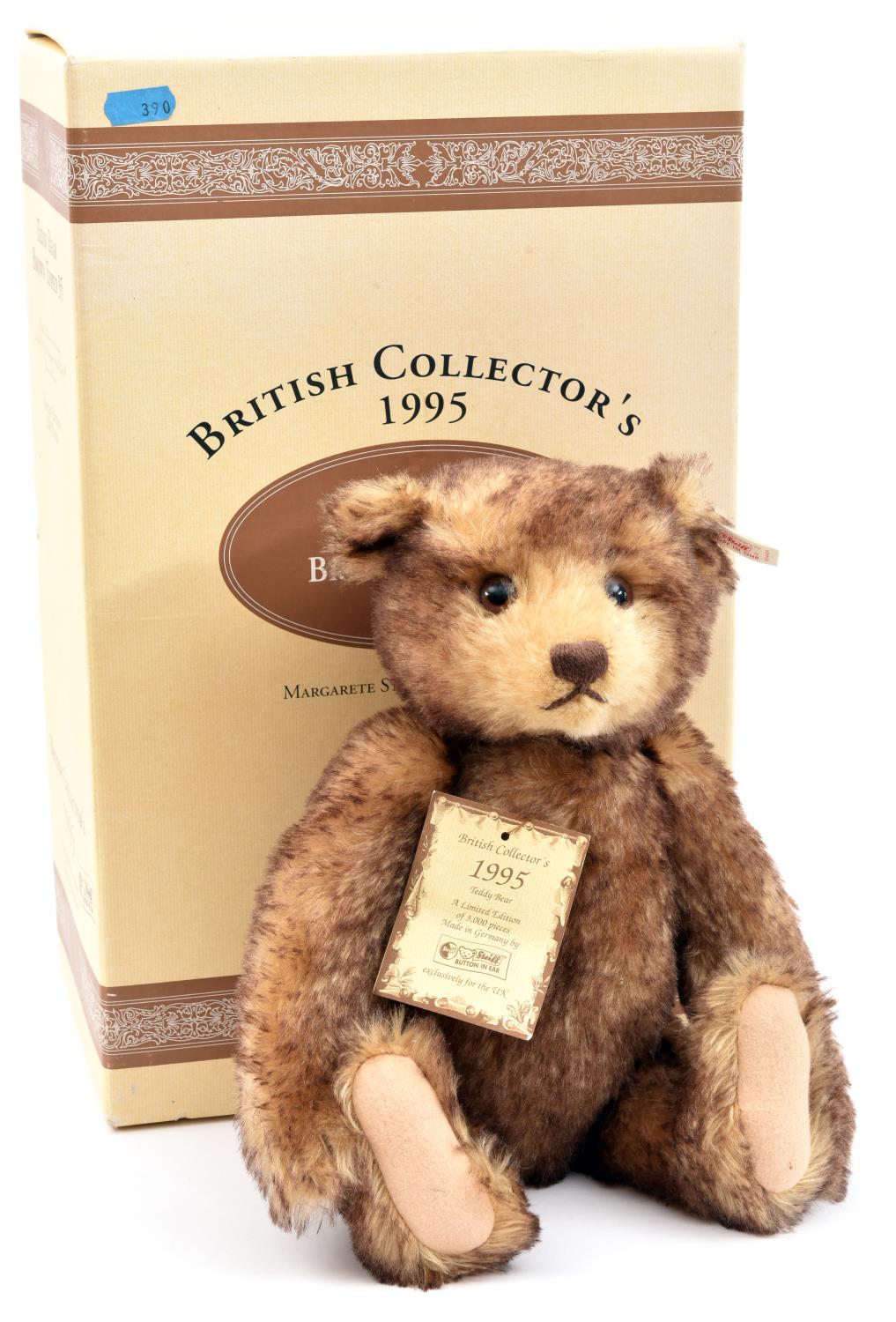 3 Steiff British Collector's 1995 Teddy Bear Brown Tipped 35. (654404). Based on the 1920's patterns