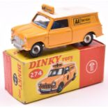 Dinky Toys A.A. Mini Van (274). A 2nd type in deep yellow with white roof and dark blue interior, '