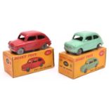 2 Dinky Toys Fiat 600 Saloon (183). An example in red and one in light green. Both with grey plastic