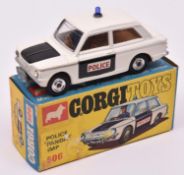 Corgi Toys POLICE Panda Imp (506). A Sunbeam Imp in white with black door panels and bonnet,