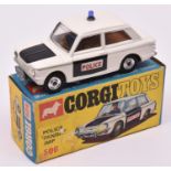 Corgi Toys POLICE Panda Imp (506). A Sunbeam Imp in white with black door panels and bonnet,