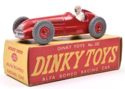 A rare Dinky Toys Alfa Romeo Racing Car (232). In red, RN8, example with red plastic wheels and grey