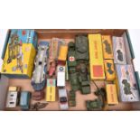 23x diecast vehicles by Dinky, Corgi and Spot-On, most for restoration. Including 14x Dinky military