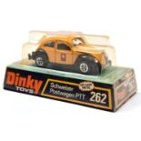 A Dinky Toys Swiss export Volkswagen Beetle 'Schweizer Postwagen PTT (262). In yellow and black