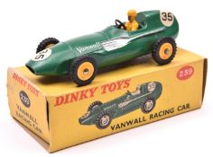 Dinky Toys Vanwall Racing Car (239). A rare late example in dark green with yellow driver, bright