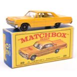 Matchbox Series No.20 Chevrolet Impala TAXI Cab. In deep yellow with cream interior, TAXI decal to