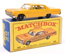 Matchbox Series No.20 Chevrolet Impala TAXI Cab. In deep yellow with cream interior, TAXI decal to