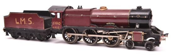 A Bassett-Lowke O Gauge clockwork LMS 4-6-0 tender locomotive, Royal Scot, 6100 for restoration.