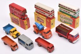 9 Dinky Toys. 2x Leyland Atlantean Bus (293). One in green & white BP, the other in red & white