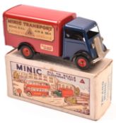 Tri-ang Minic tinplate clockwork Short Bonnet Delivery Van No.85M. An example with dark blue cab