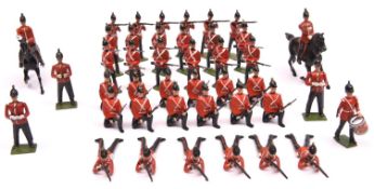 Britains British Army Infantry Square. Comprising 3 Officers standing with binoculars, 2 mounted,