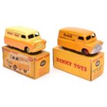 2 Dinky Toys Bedford 10CWT Vans. One in KODAK orange livery, with red wheels. The other is in yellow