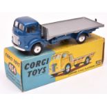 Corgi Toys Commer (5 Ton) Platform Lorry (454). An example in metallic blue with silver loadbed,