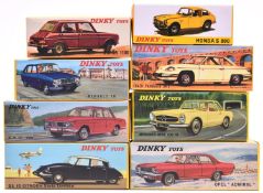 8 Atlas French Dinky Toys. Including an Opel Admiral (513), Mercedes-Benz 230SL (516), Coach Panhard