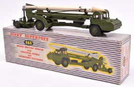 Dinky Supertoys Missile Erector Vehicle with Corporal Missile (666). In 0live green with white