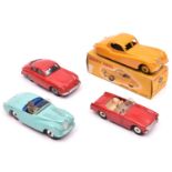 4 Dinky Toys. Jaguar XK120 Coupe (157). An example in deep yellow with lighter yellow wheels,