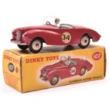 Dinky Toys Sunbeam Alpine Sports (107). Example in cerise with grey interior, RN34, with cream