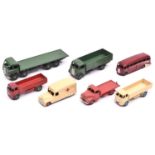 7 Dinky Toys. Foden DG Flatbed Truck in green with silver flashes. Guy 4-ton Lorry, in dark green.