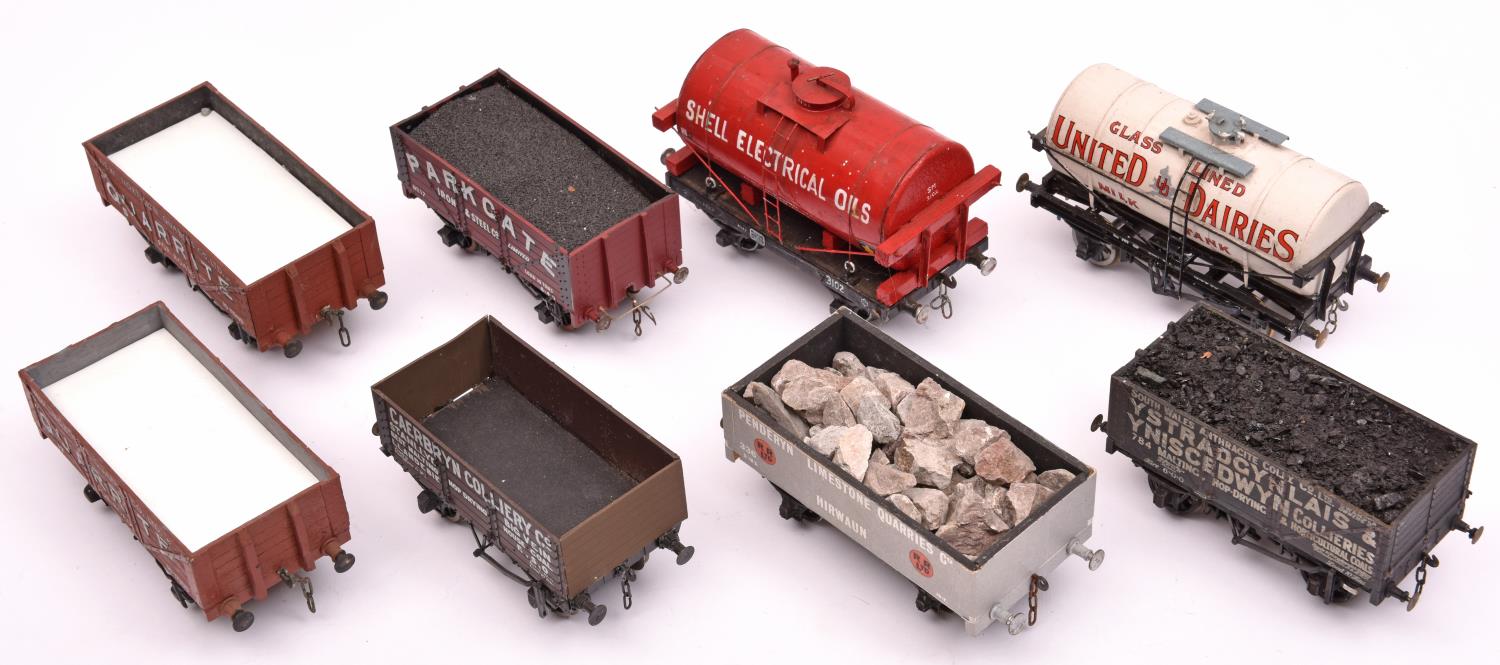 8x O Gauge finescale kit built freight wagons. Well constructed and detailed wagons including; 2x