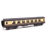 An O Gauge Exley K5 type GWR Full First corridor coach. 8888, in Chocolate and Cream livery. GC-VGC,