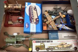 Approx 100 diecast vehicles and model soldiers by various makes. 10x Corgi commerical vehicles;