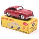 Dinky Toys Porsche 356A Coupe (182). A late example in cerise with spun wheels and treaded tyres. In