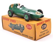 Dinky Toys Vanwall Racing Car (239). An example in dark green with white driver, mid green metal