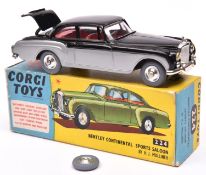Corgi Toys Bentley Continental Sports Saloon (224). An example in black and silver, with red