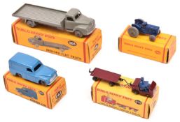 4 Dublo Dinky Toys. Commer Van (063). In blue with smooth grey wheels. Bedford Flat Truck (066).