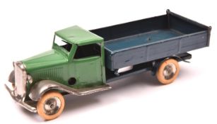 Tri-ang Minic tinplate clockwork Delivery Lorry No.10M. A example with green normal control cab,