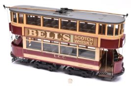 A 3.25 inch gauge LCC Class E/1 tram. An impressive London County Council tramcar modelled primarily