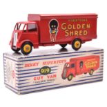 Dinky Supertoys Guy Van 'Golden Shred' (919). In bright red livery, with yellow wheels and black