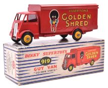 Dinky Supertoys Guy Van 'Golden Shred' (919). In bright red livery, with yellow wheels and black