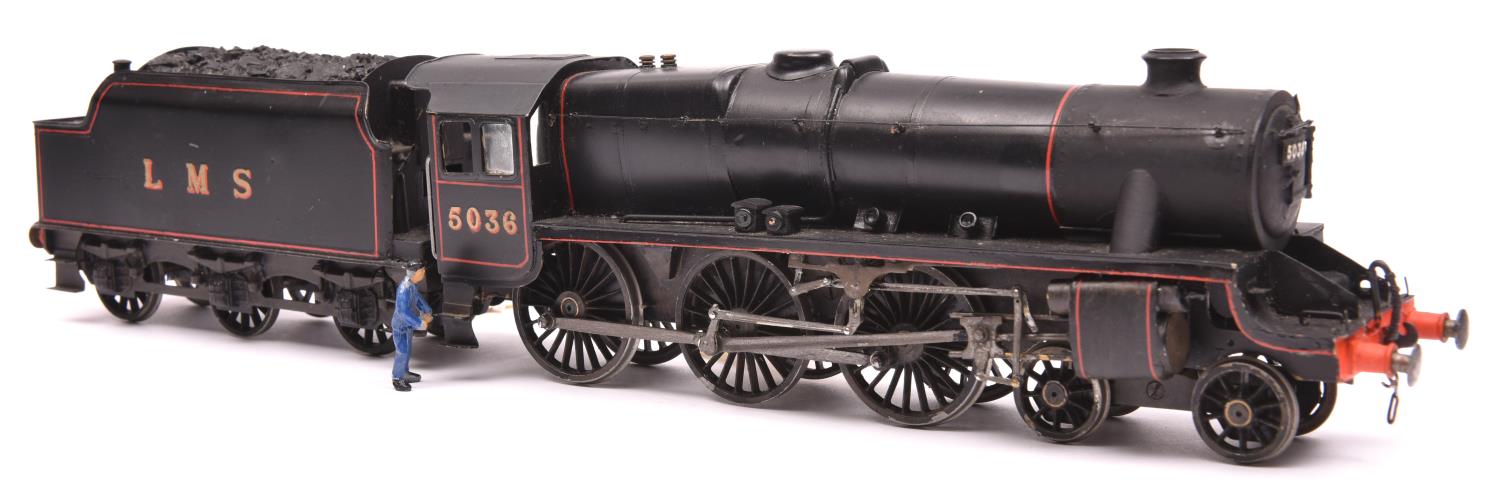 An O gauge finescale brass kit built LMS standard Class 5 4-6-0 tender locomotive. In LMS lined