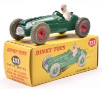A rare Dinky Toys Cooper-Bristol Racing Car (233). In dark green, RN6, example with red plastic