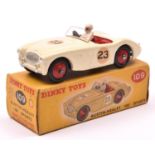 Dinky Toys Austin Healey '100' Sports (109). In cream with red interior, red wheels and black tyres,